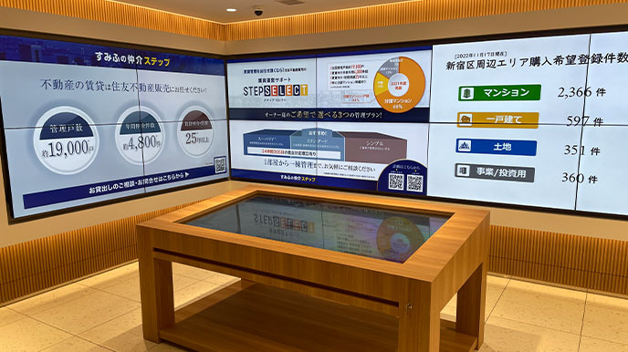 グランドヒルズ三軒茶屋ヒルトップガーデンの店頭パネル＆デジタルサイネージ